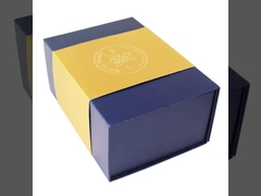 Ouro azul rígido dobrável de empacotamento cosmético gravado da caixa da luva