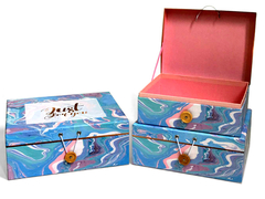 Embalagem colorida caixa de presente com gancho de botão para garrafa de perfume