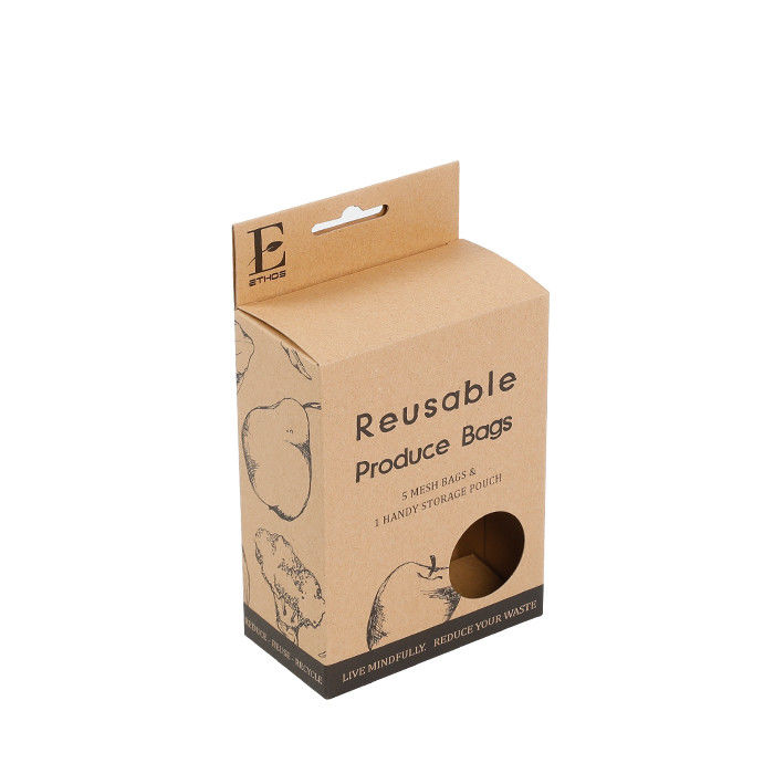 Caixa de empacotamento de Brown Hang Tag Kraft Eco Friendly com janela redonda