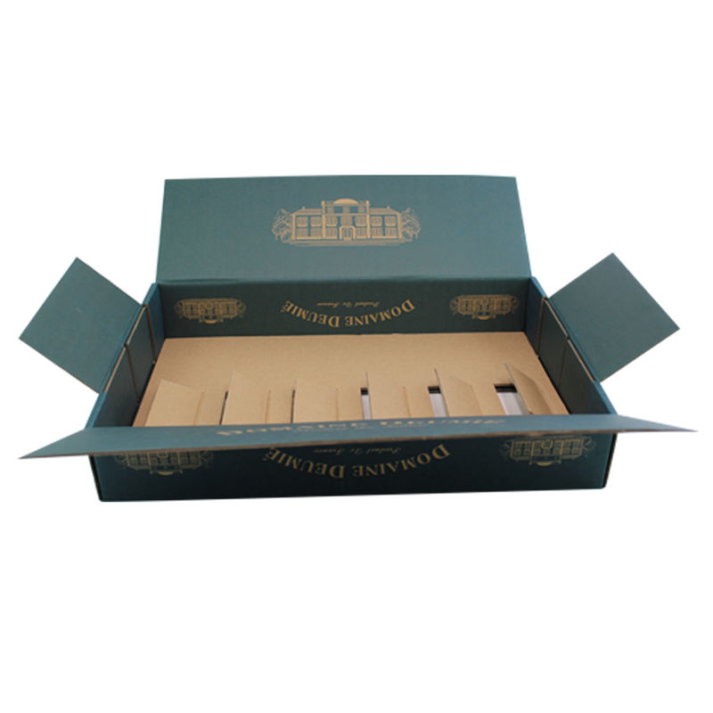 O encarregado do envio da correspondência feito sob encomenda forte encaixota o azul contínuo impresso para a garrafa de vidro do vinho de 6 blocos