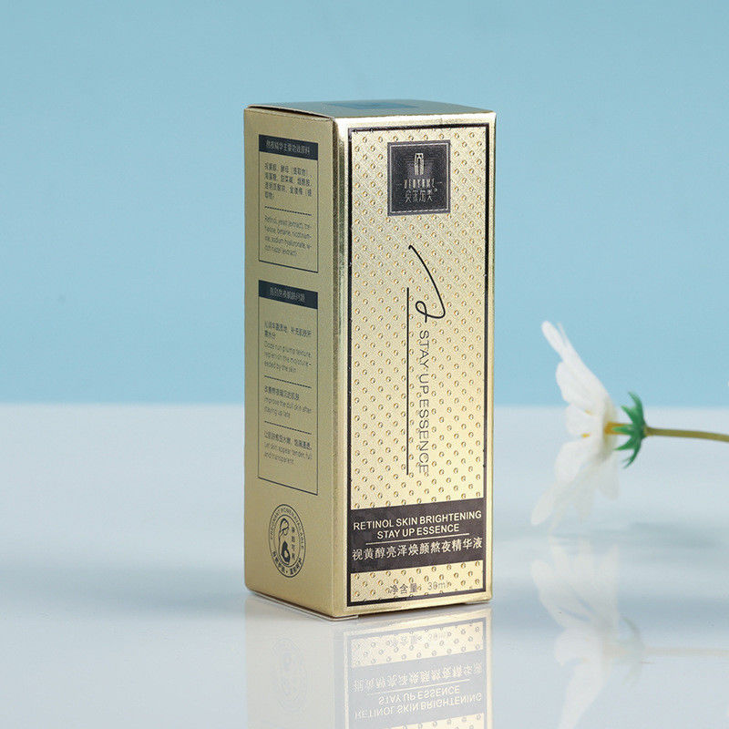 Luxury Gold Skincare Cartão Caixa de Embalagem Para Esencia Hidratante Botella de Tamanho Personalizado