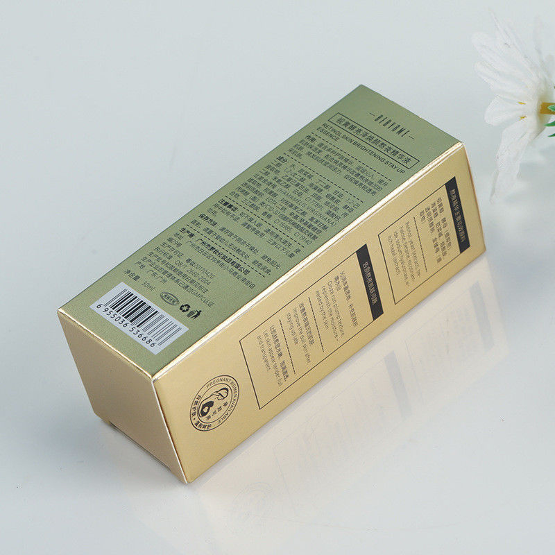 Luxury Gold Skincare Cartão Caixa de Embalagem Para Esencia Hidratante Botella de Tamanho Personalizado