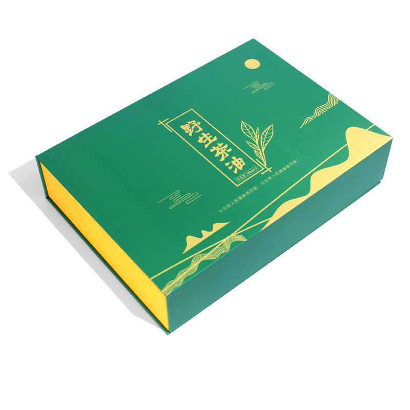 Caixa de embalagem de presente magnética verde feita para produtos de chá com design personalizado perto de mim