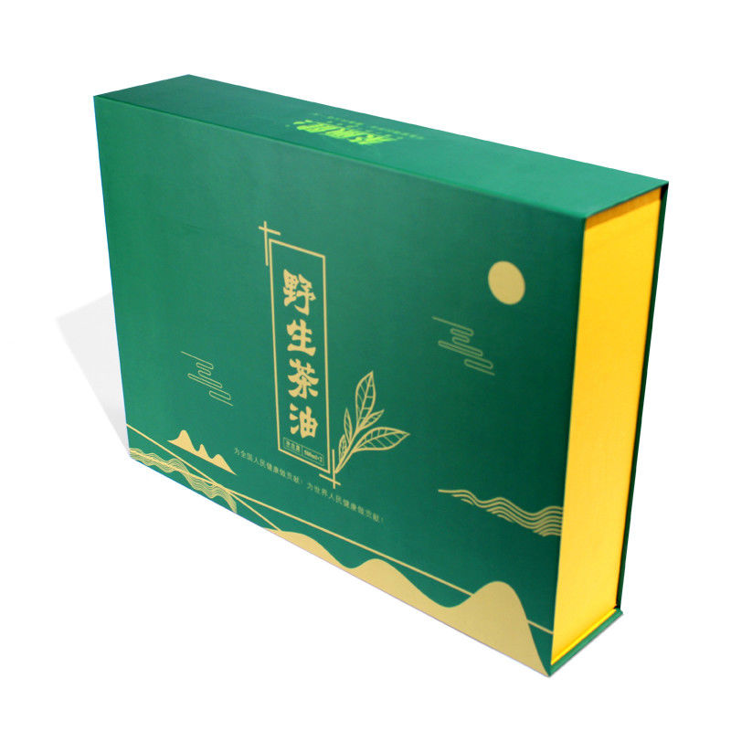 Caixa de embalagem de presente magnética verde feita para produtos de chá com design personalizado perto de mim