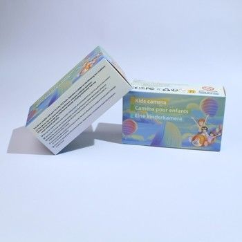 Caixa de embalagem de cartão portátil para crianças com logotipo personalizado de cor roxa brilhante