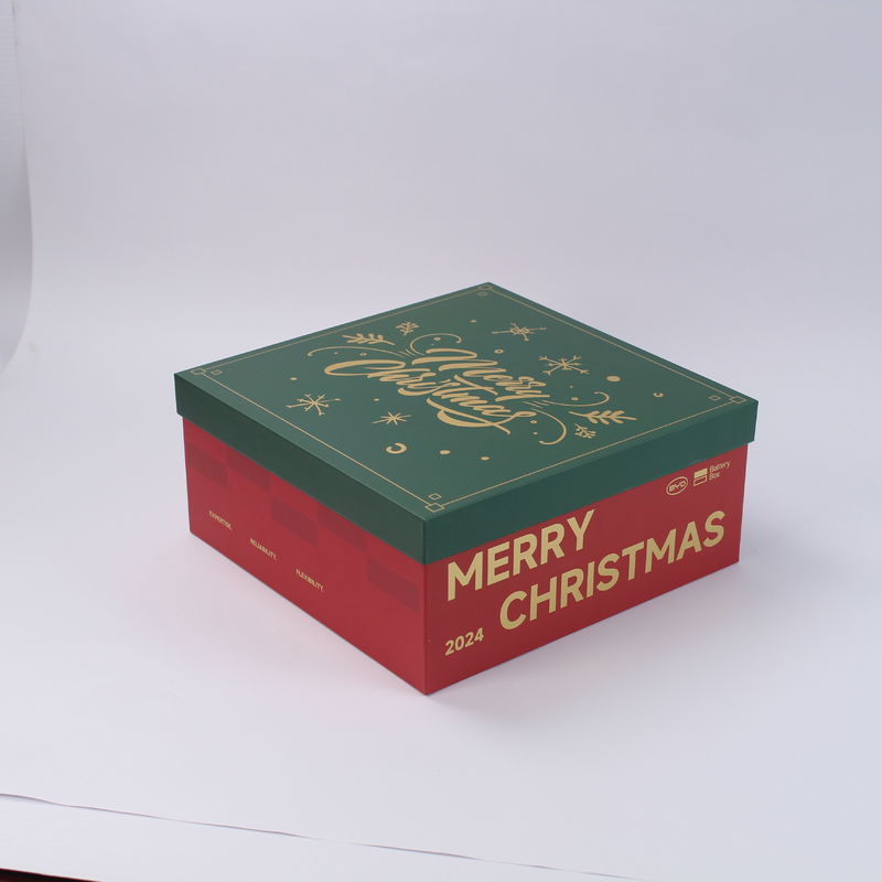 Caixa de presente de Natal de papelão vermelho com tampa e base para venda por atacado e varejo