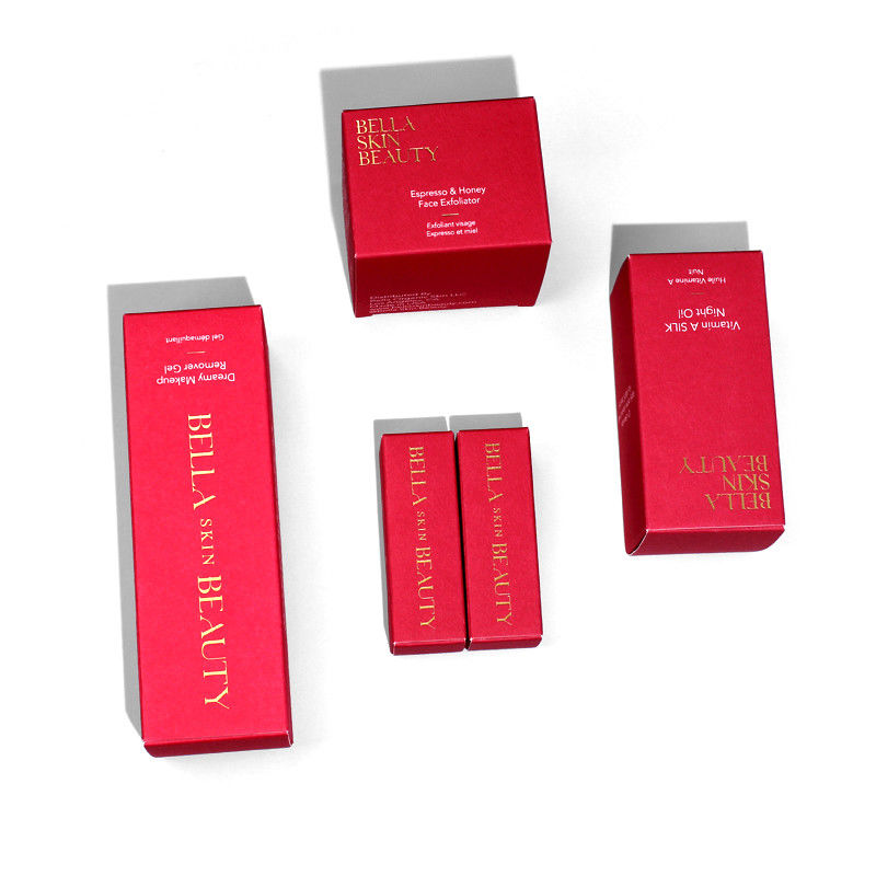 Caixas personalizadas para cuidados com a pele com textura vermelha sólida Caixa de creme facial de papel caixa de embalagem cosmética