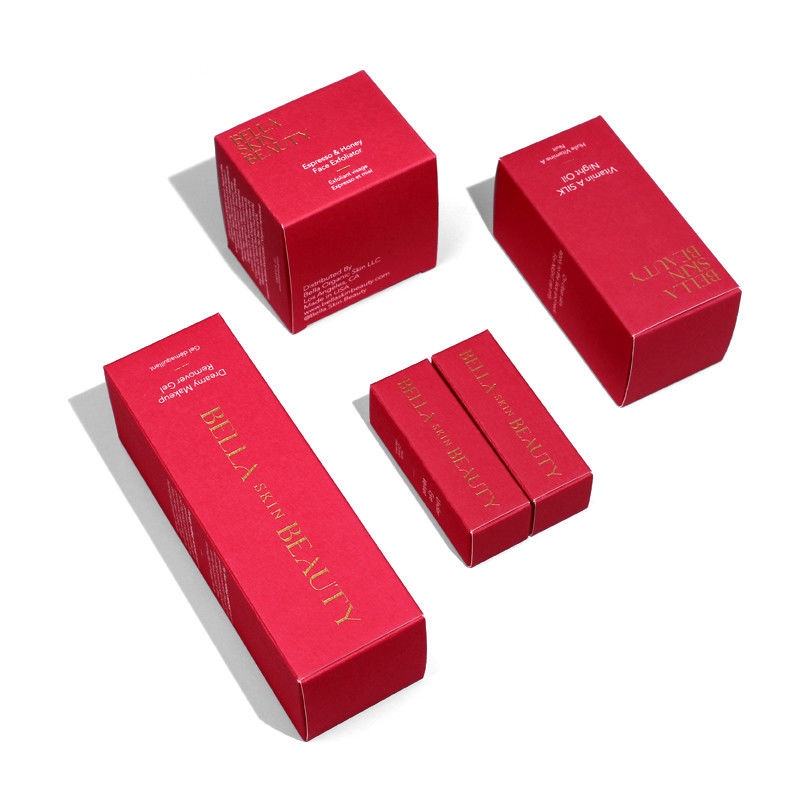 Caixas personalizadas para cuidados com a pele com textura vermelha sólida Caixa de creme facial de papel caixa de embalagem cosmética