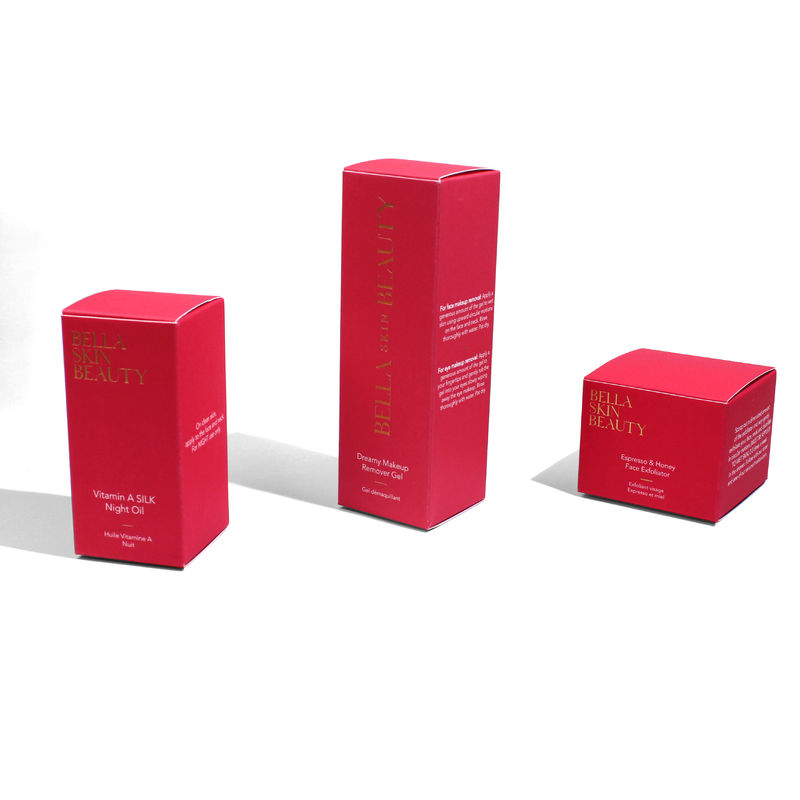 Caixas personalizadas para cuidados com a pele com textura vermelha sólida Caixa de creme facial de papel caixa de embalagem cosmética