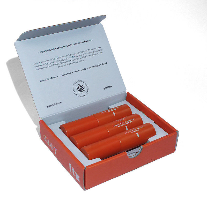 Caixas vazias personalizadas para lábios de moda Desigh Orange Caixa de papel magnético do fabricante de embalagem