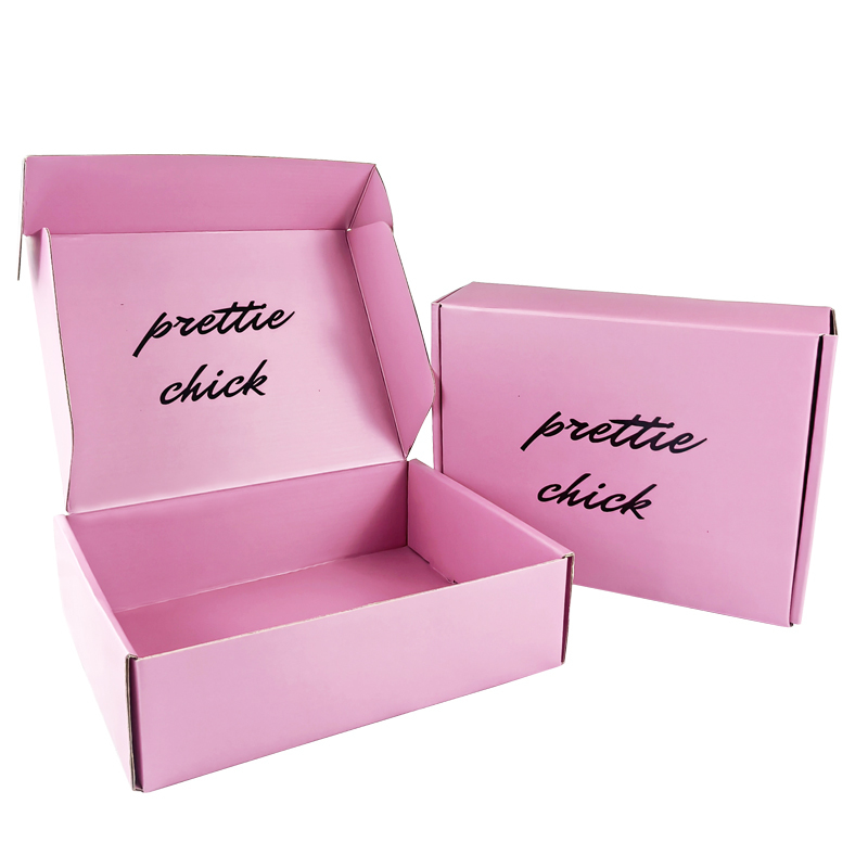 Caixas de envio onduladas rosa de papelão personalizadas, caixas de envio rosa onduladas para embalagem de cosméticos