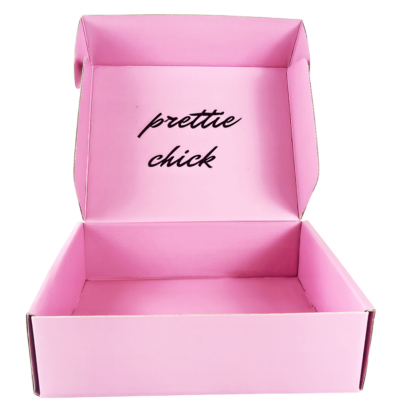 Caixas de envio onduladas rosa de papelão personalizadas, caixas de envio rosa onduladas para embalagem de cosméticos