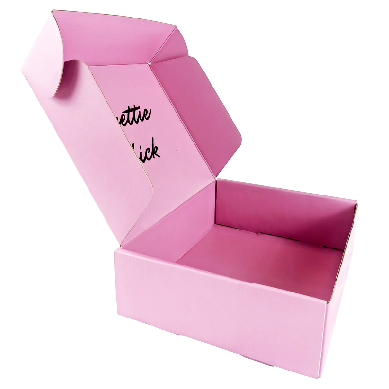 Caixas de envio onduladas rosa de papelão personalizadas, caixas de envio rosa onduladas para embalagem de cosméticos