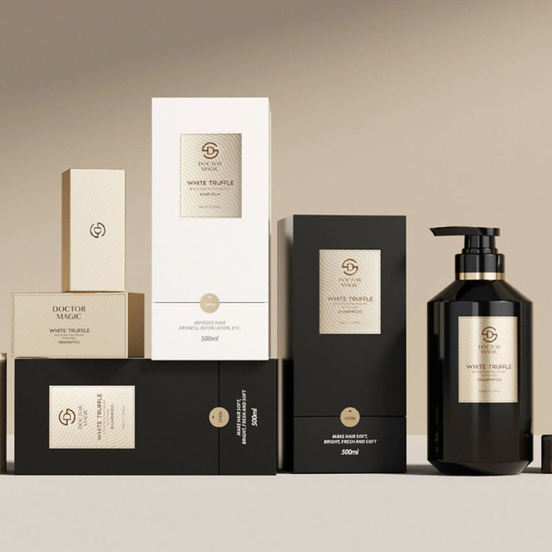 Caixa de Perfume Roll-on Rígida para 3 Frascos em Ouro Preto Luxuoso, Embalagem Cosmética com Fechamento Magnético