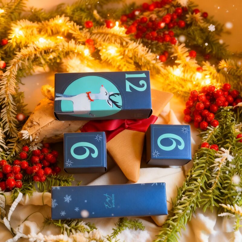 Caixa-presente de cartão vermelho de Natal personalizável com tampa e base para atacado e varejo