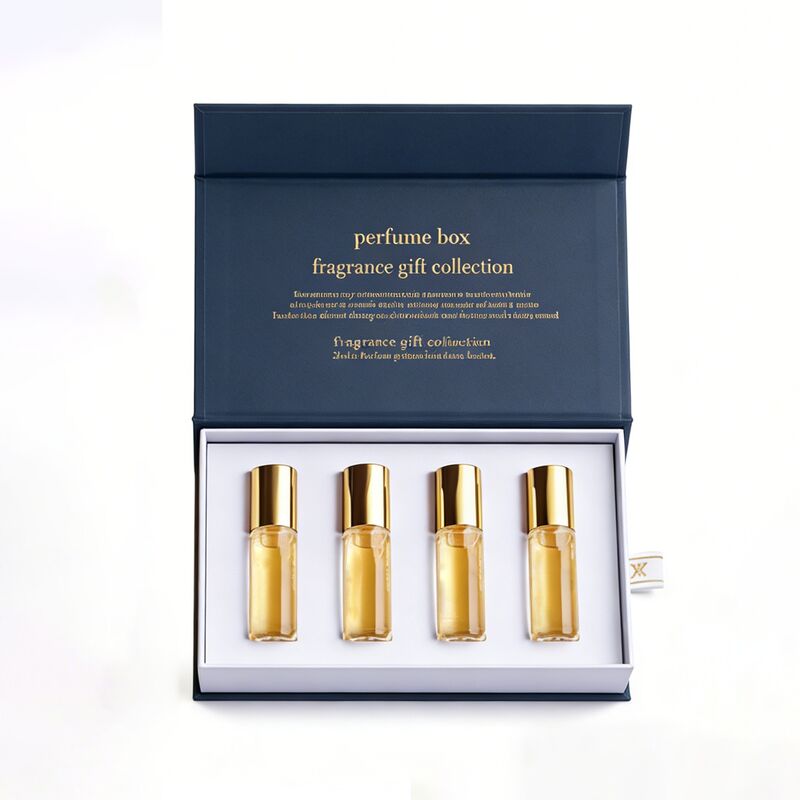 Caixa de Embalagem de Perfume Personalizada com Fecho Magnético e Estampagem em Folha de Ouro para Conjuntos de Presente de Luxo