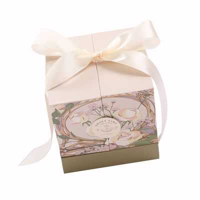Caixa de presente luxuosa do cartão da vela Scented do casamento com fita