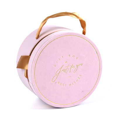 Caixa de empacotamento do círculo cor-de-rosa do cartão com celebração do casamento da fita