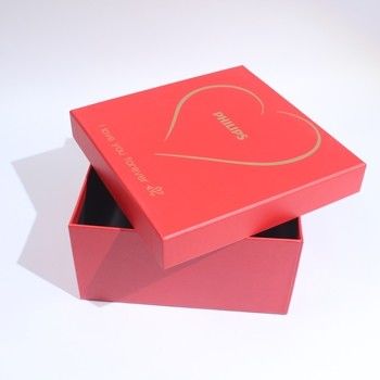 Caixa-presente de cartão vermelho personalizado de luxo com tampa e base para pequenas empresas