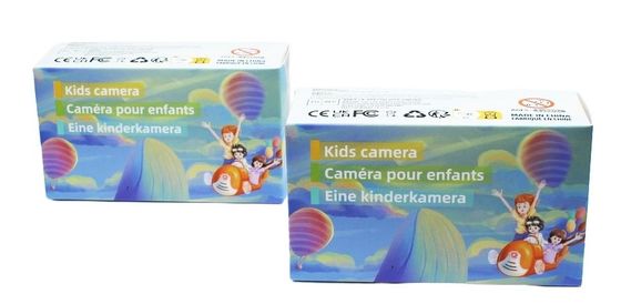 Caixa de embalagem de cartão portátil para crianças com logotipo personalizado de cor roxa brilhante