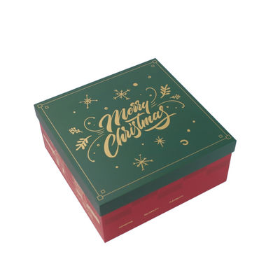 Caixa de presente de Natal de papelão vermelho com tampa e base para venda por atacado e varejo