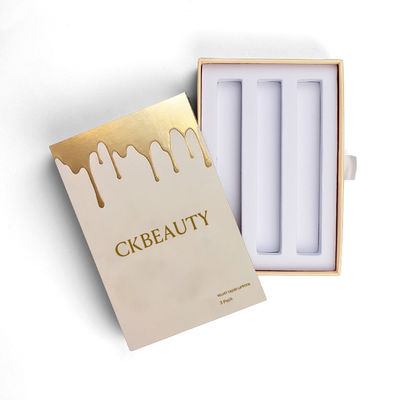 Caixas cosméticas personalizadas em ouro em relevo